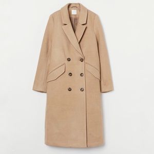 Brand New w/ Tags Knee length, double-breasted tan coat